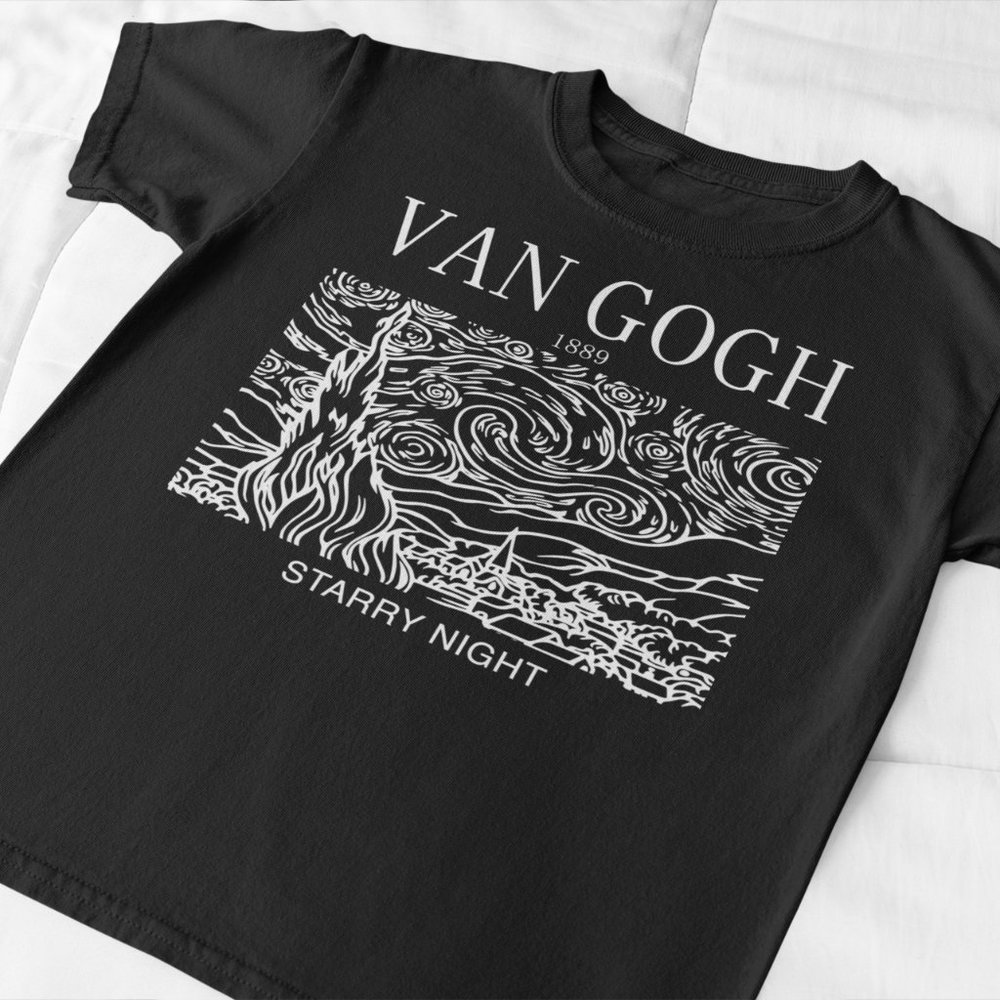 Van Gogh Starry Night Art Artist T Shirt. Black. Multiple Sizes. Fast Shipping!